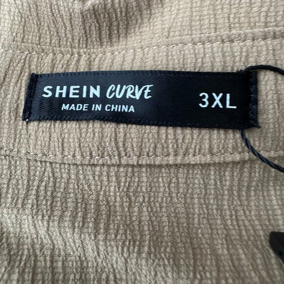 SHEIN Plus Lantern Sleeve Button Front Shirt Midi Dress Size 3XL NWT - Picture 8 of 8